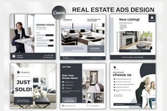 design luxury real estate and realtor social media posts, property ads