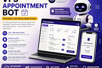 develop booking appointment bot,vfs slot watchers bot,booking bot