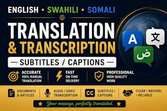 translate english, swahili and somali