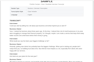 transcribe business interviews and audio with timestamps