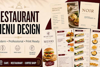 design a modern restaurant, cafe or food menu