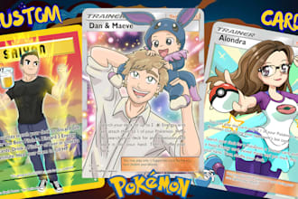draw pokemon trainer with team, pokemon art illustration, tcg pokemon card game