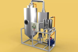 sketch to 3d product styling, create industrial spray dryer in autocad plant 3d