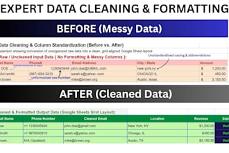 data cleaning, automatted dashboards in excel and googlesheets