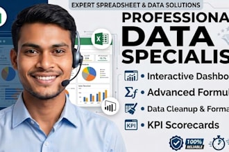 data cleaning, data scraping, automatted dashboards in excel and googlesheets