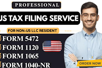 prepare and file form 5472, 1120 and 1040nr for foreign owned US llc, dba filing