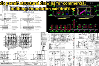 do permit structural drawing for commercial buildings, foundation, cad drafting