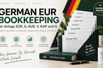 prepare german eur bookkeeping for anlage eÜr, s, aus, v, kap and g