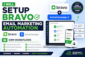 setup bravo email marketing automation, activecampaign, CRM workflows