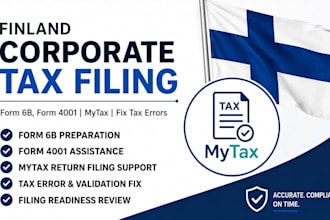 prepare finland corporate tax form 6b, form 4001 mytax filing and fix tax errors