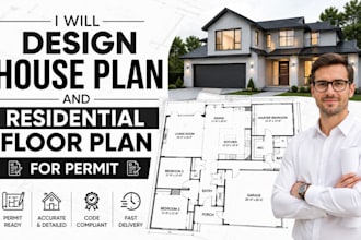 design house plan and residential floor plan for permit