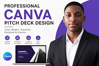 design a professional canva pitch deck or canva presentation