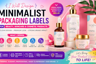 design minimalist packaging labels for beauty, skincare, and cosmetic product