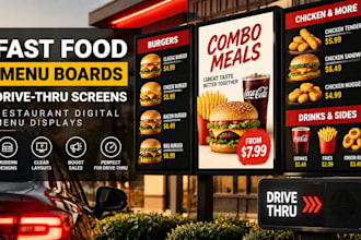 design fast food menu boards drive thru screens restaurant digital menu displays