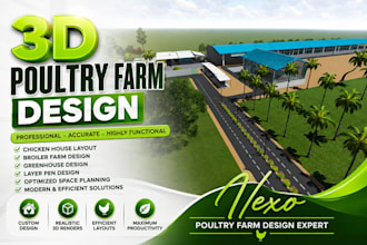 design 2d 3d poultry farm chicken house layout broiler farm greenhouse layer pen