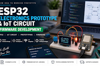 design and build a complete esp32 electronics prototype, iot circuit, firmware