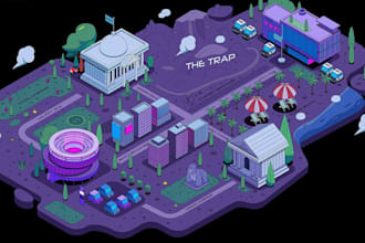 draw 2d pixel art 3d isometric map flat vector map illustration for park tourism