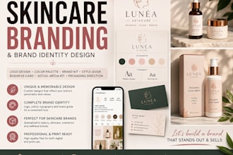create a skin care branding, beauty logo, cosmetic brand identity and brand kit