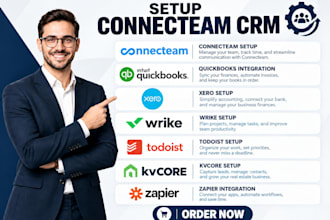 setup connecteam quickbooks integration xero wrike todoist kvcore zapier crm