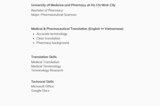 translate in medical and pharmaceutical english, vietnamese