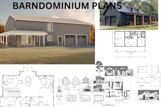 create and design architectural barndominium plans and 2d floor plan in autocad