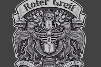 create a retro coat of arms logo with custom illustrations