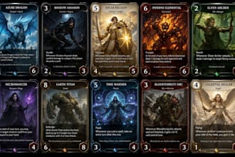 design trading cards, tcg cards and collectible card game artwork