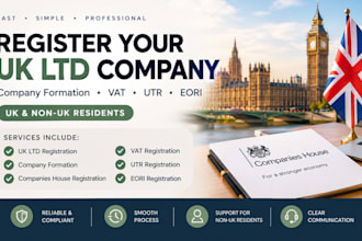 register UK ltd company, company formation, vat, utr and eori