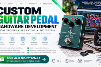 develop guitar pedal hardware, audio circuits, pcb layout and prototypes