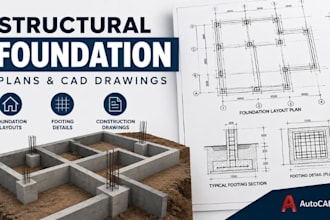 draft structural foundation floor plans, footing layouts cad drawings