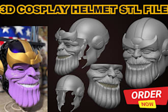 create custom 3d cosplay helmet stl file 3d mask, wearable armor for 3d printing