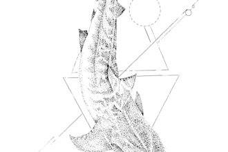 custom design dot work, geometric animal theme tattoo art