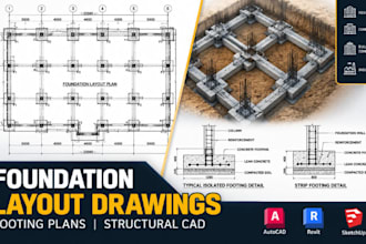 create foundation layout drawings, footing plans structural cad