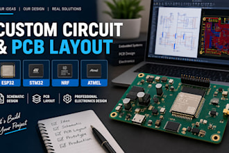 design custom circuit and pcb layout for esp32, stm32, nrf, or atmel