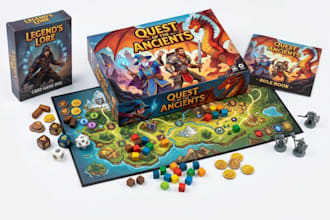 design tabletop game art, custom board game design, card game, tcg and rulebook