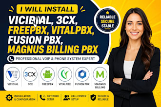 install vicidial, 3cx, freepbx, vitalpbx, fusionpbx, magnus billing