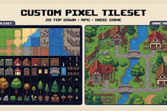 do 2d topdown tileset and tilemap pixel art game seamless tile game map design