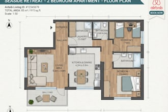 create 2d airbnb floor plan for vacation rental and property listing
