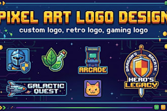 create a pixel logo, custom retro gaming, 8 bit for indie, youtube and twitch