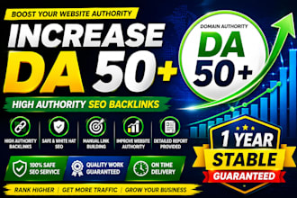 increase your website da 30 da 40 da 50 with high authority SEO backlinks