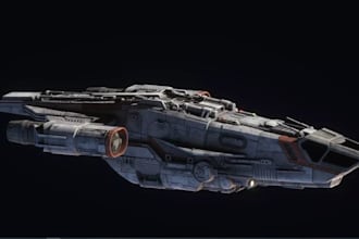 create space battleship 3d model spaceship spacecraft starship stl game asset