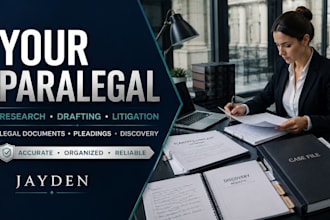 be your paralegal for legal research, drafting and litigation support