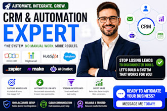 integrate zoho CRM, gohighlevel, hubspot, salesforce, ai chatbot, zapier, make