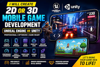 create 2d 3d mobile game development in unreal engine and unity