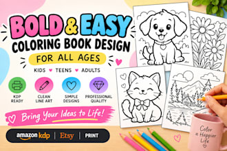 design bold and easy coloring books for kids and adults