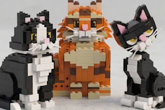 design custom 3d lego car, lego pet moc animal model for you