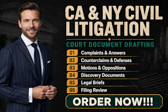 draft court documents as your ca and ny civil litigation attorney