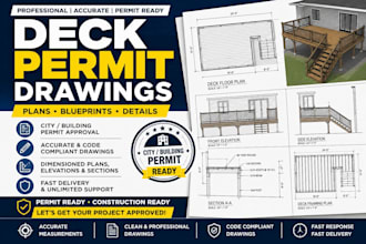 draw deck permit plans, building permit blueprints and construction drawings