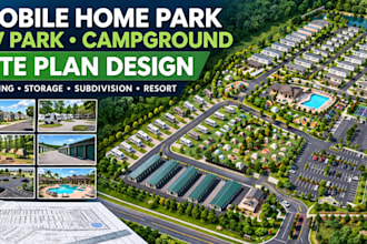 design mobile home park rv park, parking lot, storage unit, campground site plan