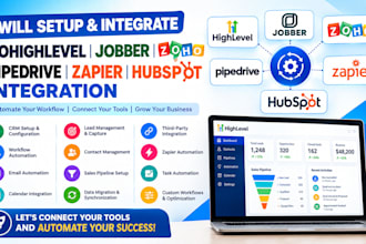 setup gohighlevel jobber zoho pipedrive workflow zapier hubspot n8n integration